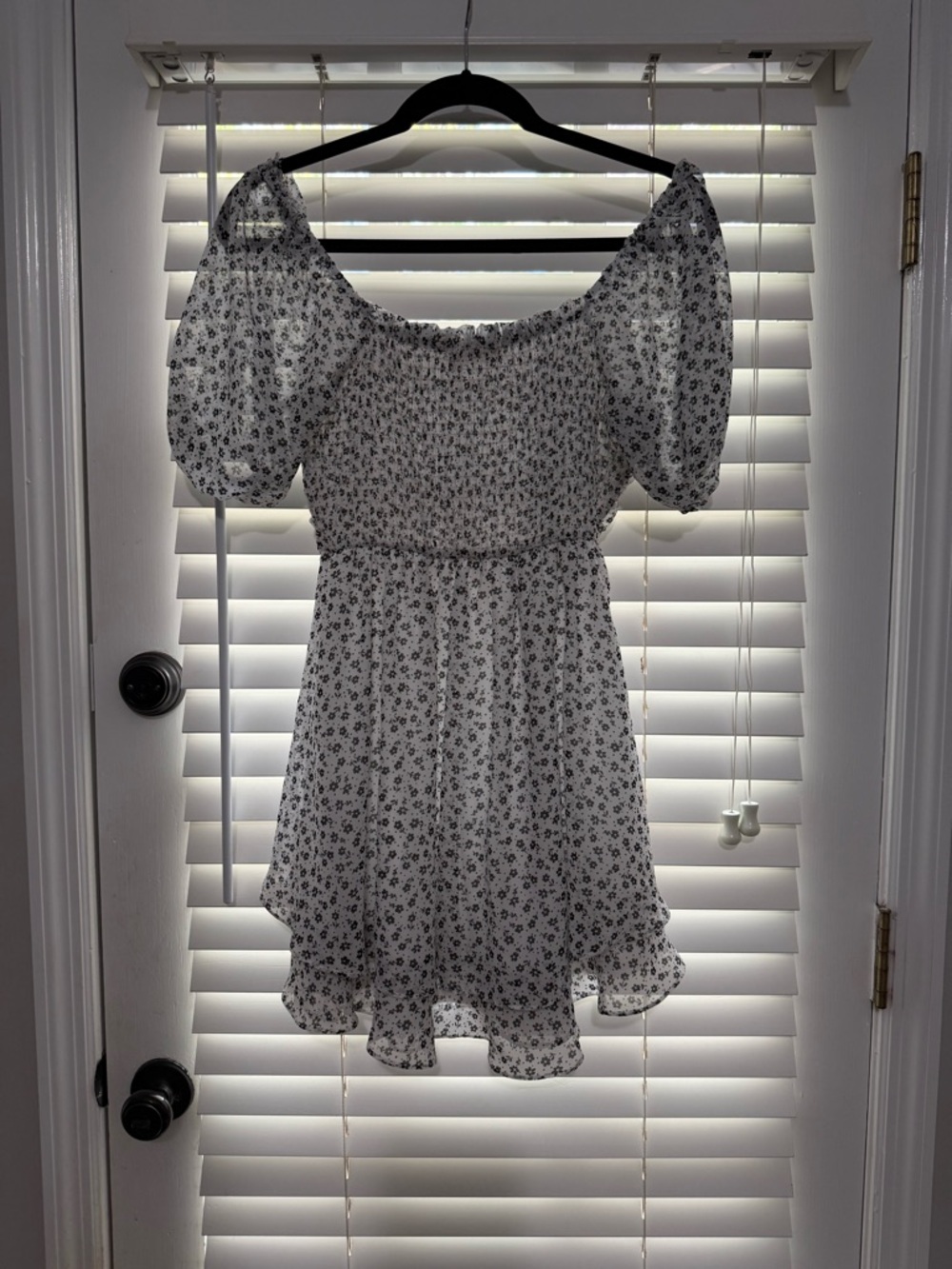 Altar'd State White Floral Puff-Sleeve Mini Dress